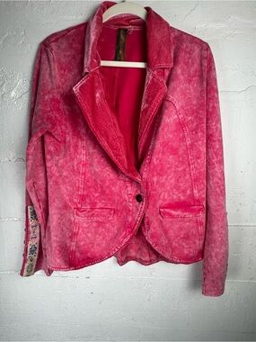 Aratta Silent Journey Colonial Pink Cotton combo Velvet Blazer Jacket Size M